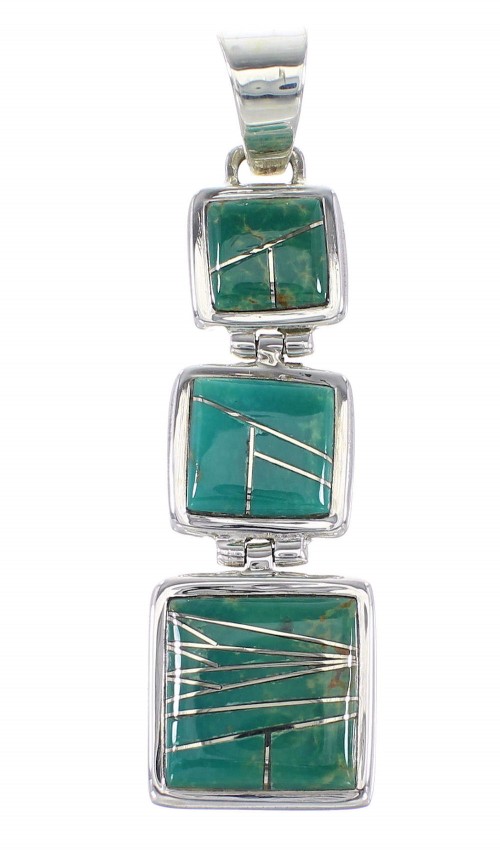 Silver Turquoise Southwestern Pendant AX95517