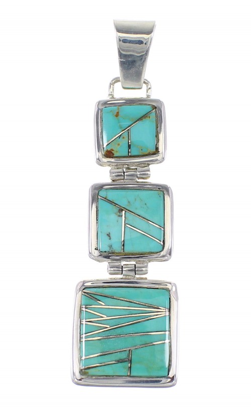 Turquoise Southwest Jewelry Genuine Sterling Silver Pendant AX95524