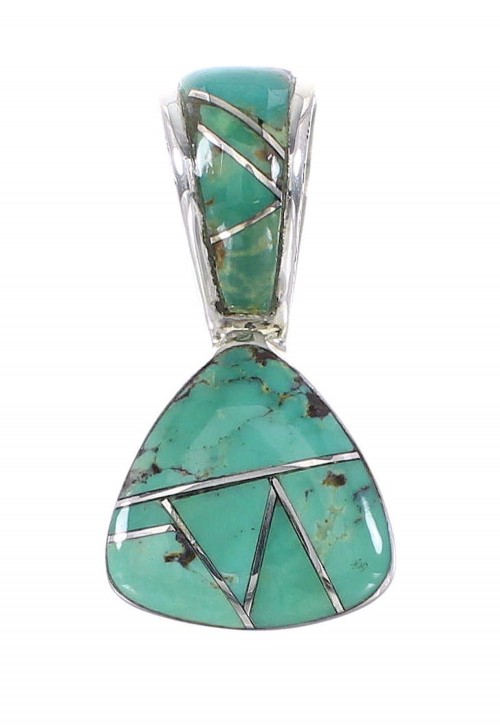Turquoise Inlay Authentic Sterling Silver Pendant AX95530