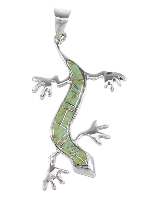 Sterling Silver Turquoise Inlay Lizard Pendant AX95537