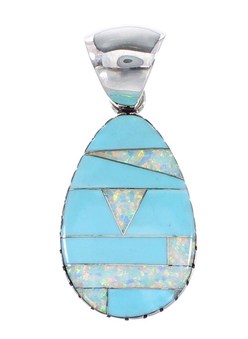 Southwestern Turquoise Opal Sterling Silver Pendant RX95485