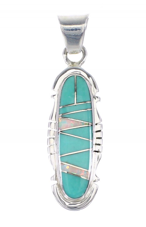 Authentic Sterling Silver Turquoise Opal Inlay Pendant RX95540