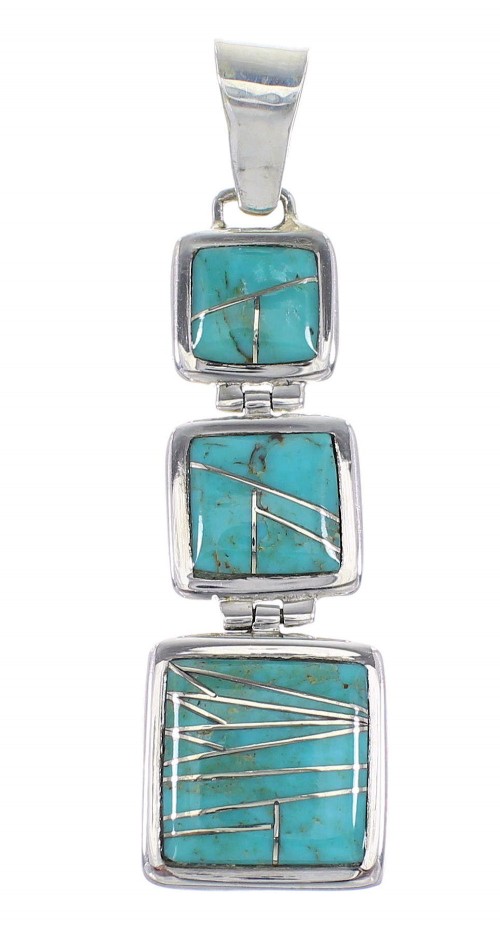 Turquoise Southwestern Sterling Silver Pendant AX96457