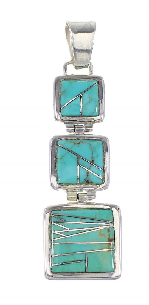 Silver Turquoise Southwestern Pendant AX96463