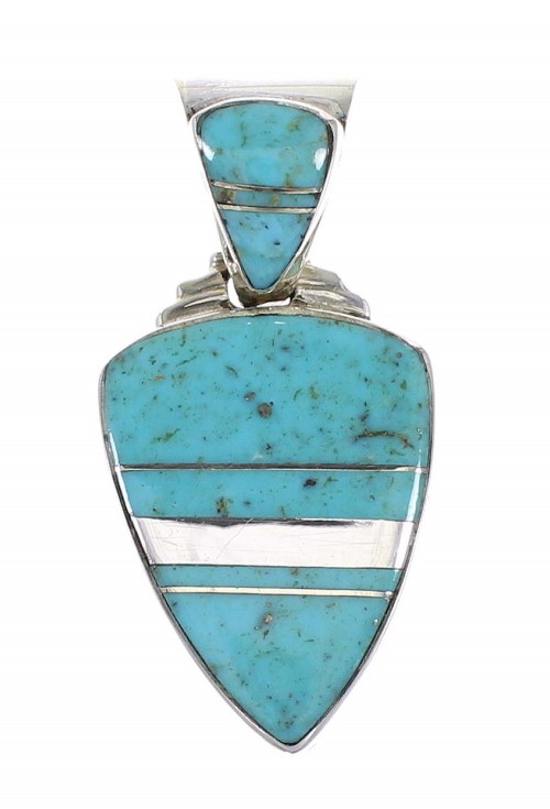 Turquoise Genuine Sterling Silver Southwest Pendant AX96477