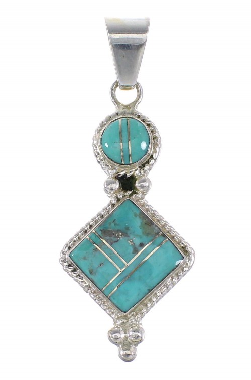 Turquoise Inlay Silver Jewelry Southwest Pendant AX96547