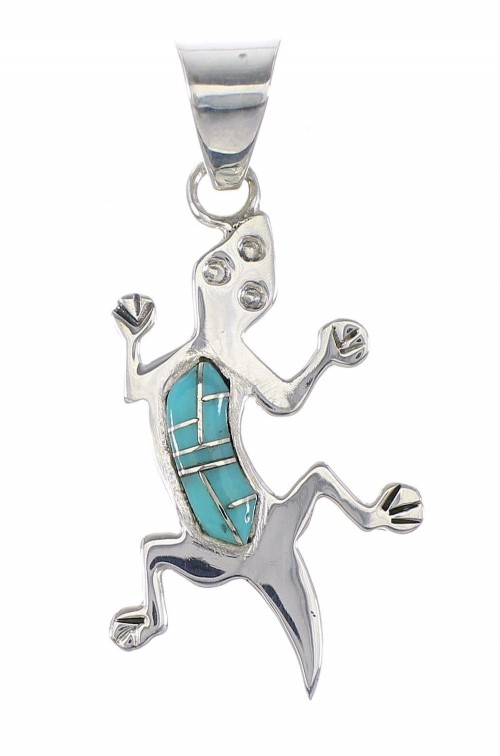 Turquoise Authentic Sterling Silver Lizard Pendant AX96558