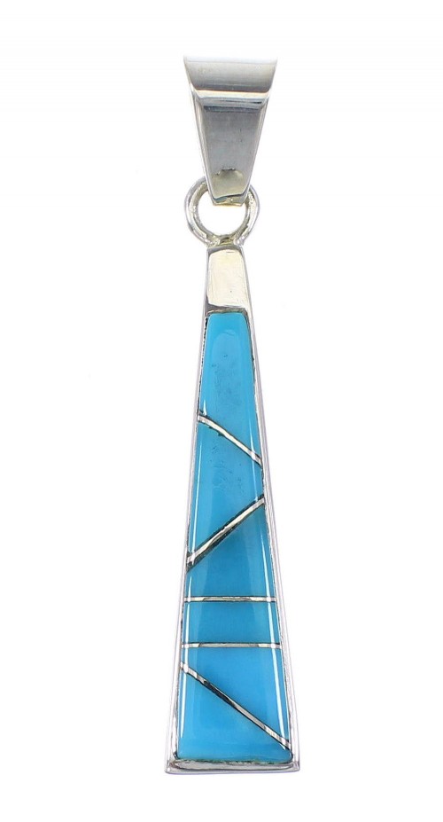 Turquoise Inlay Sterling Silver Southwest Pendant AX96562