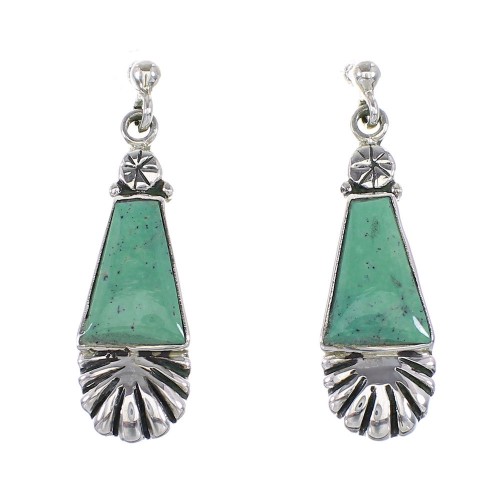 Genuine Sterling Silver Southwest Turquoise Post Dangle Earrings AX95828
