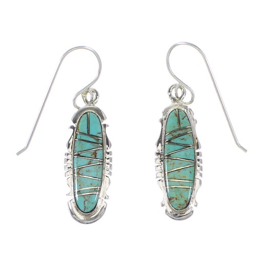 Southwestern Turquoise Silver Jewelry Hook Dangle Earrings AX95862