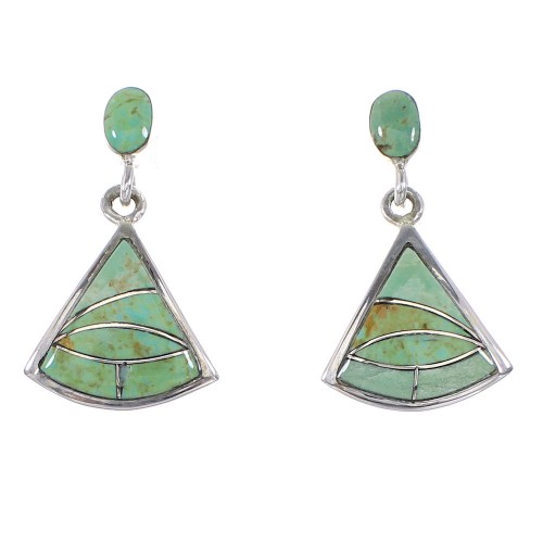 Sterling Silver Turquoise Inlay Post Dangle Earrings AX95977
