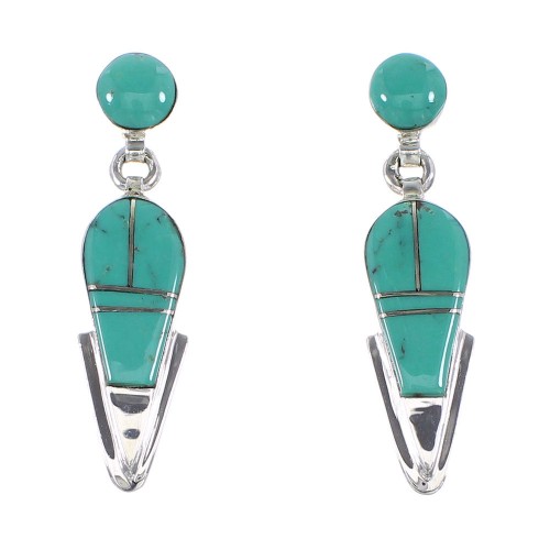 Southwestern Sterling Silver Turquoise Post Dangle Earrings AX95985