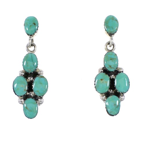 Turquoise Sterling Silver Southwest Post Dangle Earrings AX95771