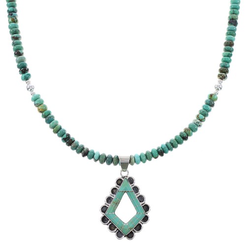 Turquoise Southwest Genuine Sterling Silver Necklace Set AX96118
