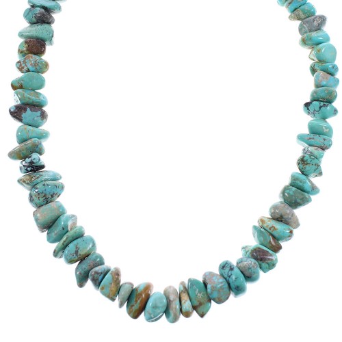 Genuine Sterling Silver Turquoise Bead Necklace AX96131