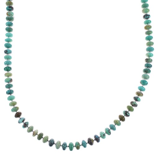 Silver Turquoise Navajo Jewelry Bead Necklace AX96510