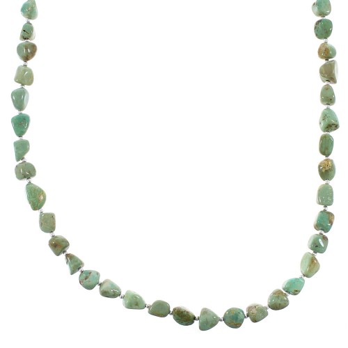 Sterling Silver Native American Turquoise Bead Necklace AX96516