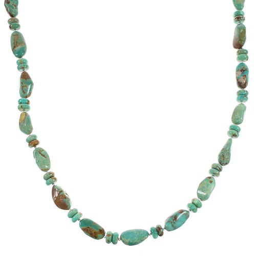 Authentic Sterling Silver Navajo Turquoise Bead Necklace AX96225