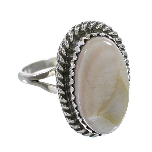 Silver Pink Shell Navajo Jewelry Ring Size 6-1/4 AX96409