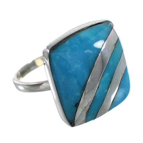 Turquoise Southwest Sterling Silver Ring Size 7-1/4 AX96434