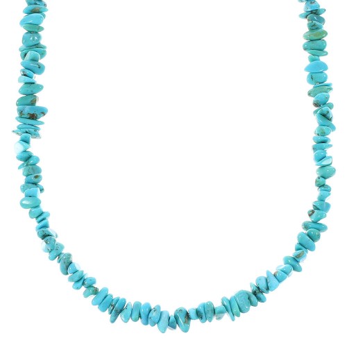 Southwest Sterling Silver And Turquoise Bead Necklace RX96693