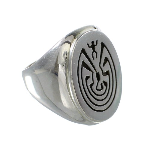 Navajo Indian Calvin Peterson Man In The Maze Sterling Silver Ring Size 9-1/2 RX99623