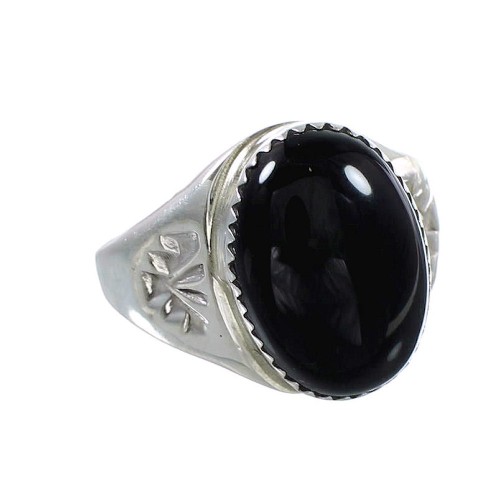 Navajo Authentic Sterling Silver Onyx Ring Size 11-1/2 RX107487