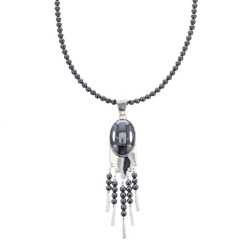 Hematite Genuine Sterling Silver Bead Necklace Set AX97927