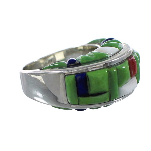 Multicolor Inlay Genuine Sterling Silver Ring Size 6-3/4 AS25479