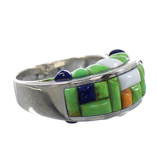 Multicolor Inlay And Genuine Sterling Silver Ring Size 9-1/2 AS25475