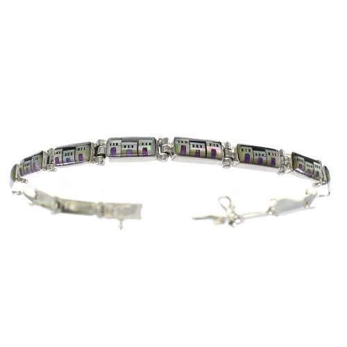 Multicolor Native American Design Southwestern Link Bracelet EX28400
