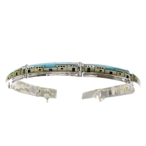 Silver Multicolor Native American Design Link Bracelet EX28430