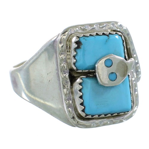 Turquoise Silver Snake Zuni Effie Calavaza Ring Size 11-1/2 AX99563