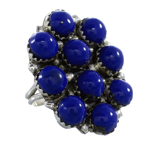 Authentic Sterling Silver Native American Jewelry Lapis Ring Size 7-1/2 AX99723