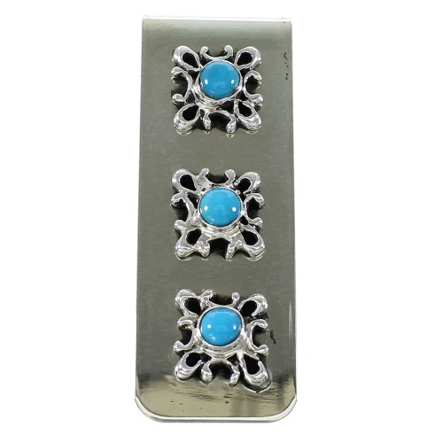 Turquoise Navajo Sterling Silver Money Clip AX99774