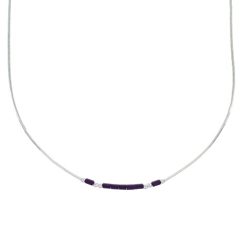 Hand Strung Liquid Silver & Sugilite Lapis 16" Necklace Jewelry LS37S