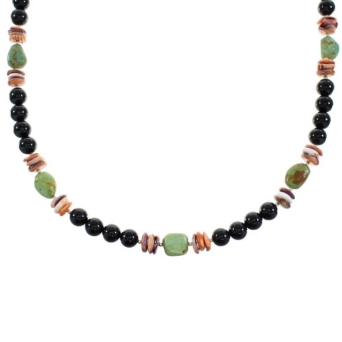 Multicolor Genuine Sterling Silver Native American Bead Necklace AX99912