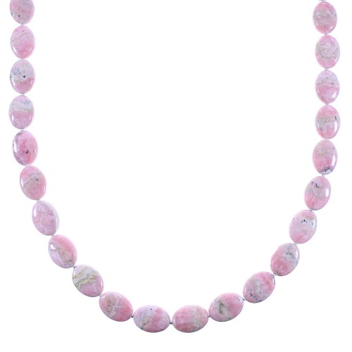 Rhodochrosite Sterling Silver Navajo Bead Necklace AX100255