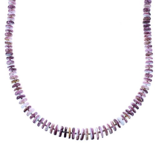 Purple Oyster Shell Sterling Silver Navajo Bead Necklace AX100259