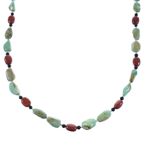 Multicolor Navajo Sterling Silver Bead Necklace AX100274