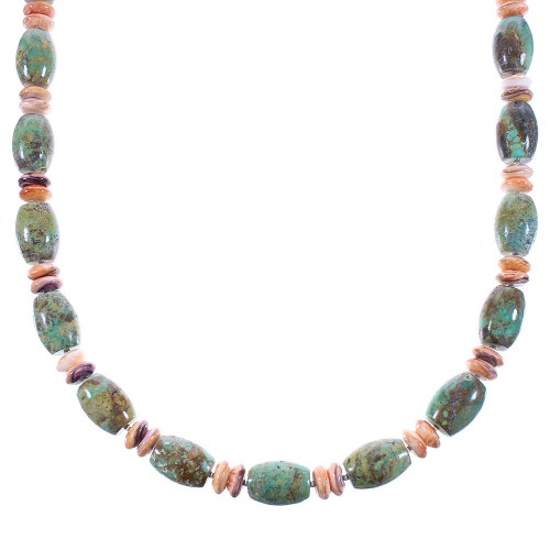 Silver Turquoise And Oyster Shell Native American Bead Necklace AX100305