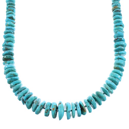 Silver And Turquoise Native American Bead Necklace AX100318