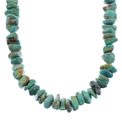 Silver Native American Turquoise Bead Necklace AX100328