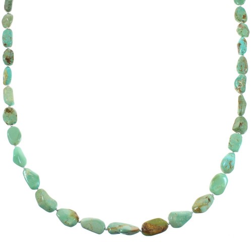 Silver Kingman Turquoise Navajo Bead Necklace AX100429