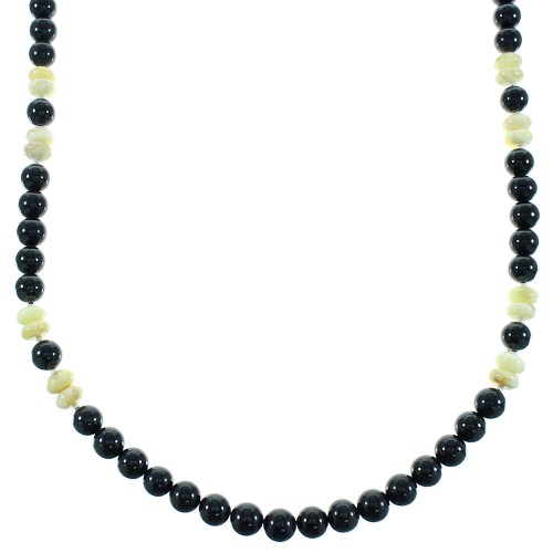 Onyx Australian Queens Agate Native American Sterling Silver Bead Necklace RX100493