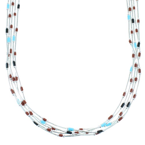 Liquid Sterling Silver Multicolor 5-Strand Necklace AX100569