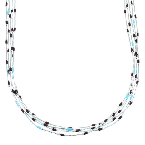 Turquoise And Sugilite Liquid Silver 5-Strand Necklace AX100571