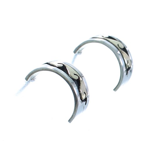 Sterling Silver And 14 Karat Gold Water Wave Post Hoop Earrings AX101806