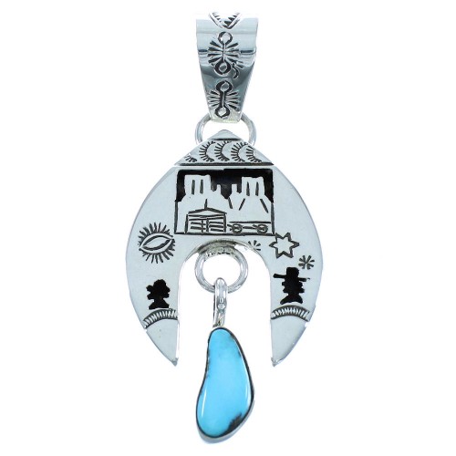 Sterling Silver Turquoise Naja Navajo Pendant AX102232