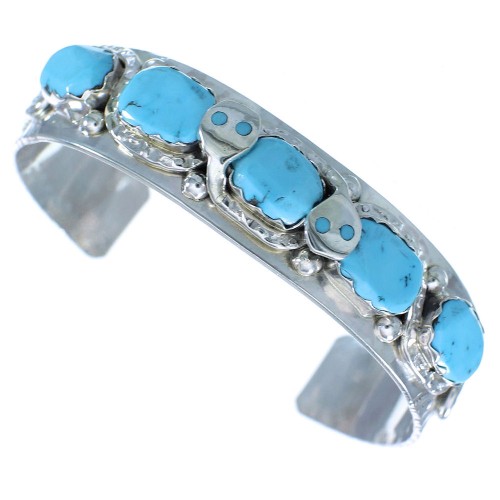 Turquoise Sterling Silver Zuni Effie Calavaza Snake Bracelet AX102690